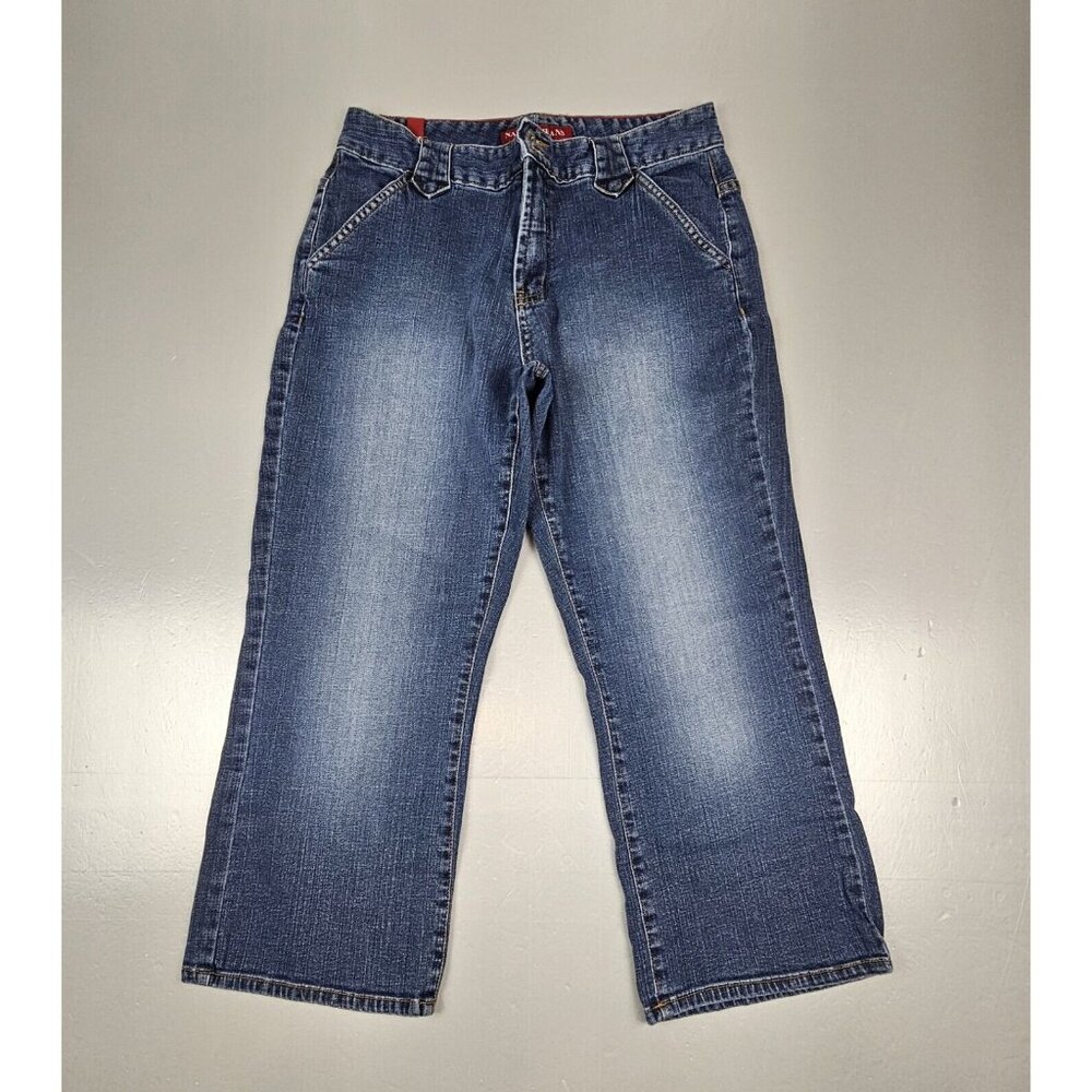 Nautica Jeans Womens Size 12 Wide‎ Leg Mid Rise Dark Wash Denim.
